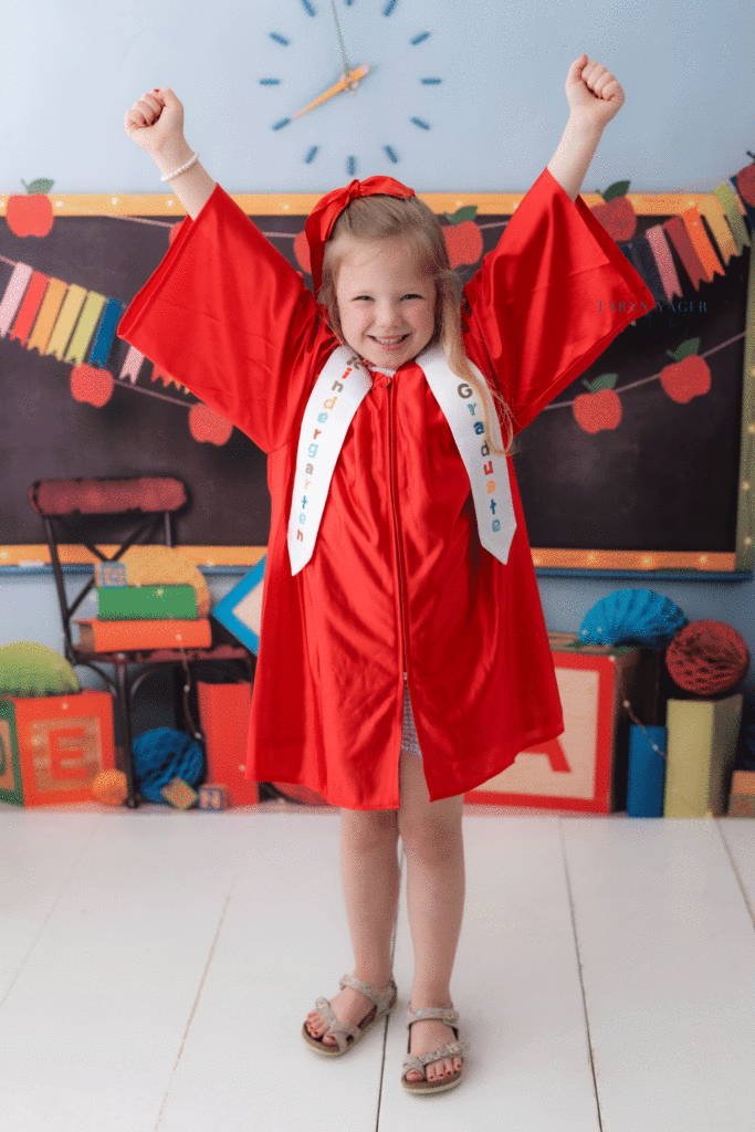 kindergarten graduate photoshoot Knoxville, kindergarten cap and gown portraits